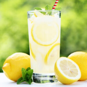 green lemonade glass
