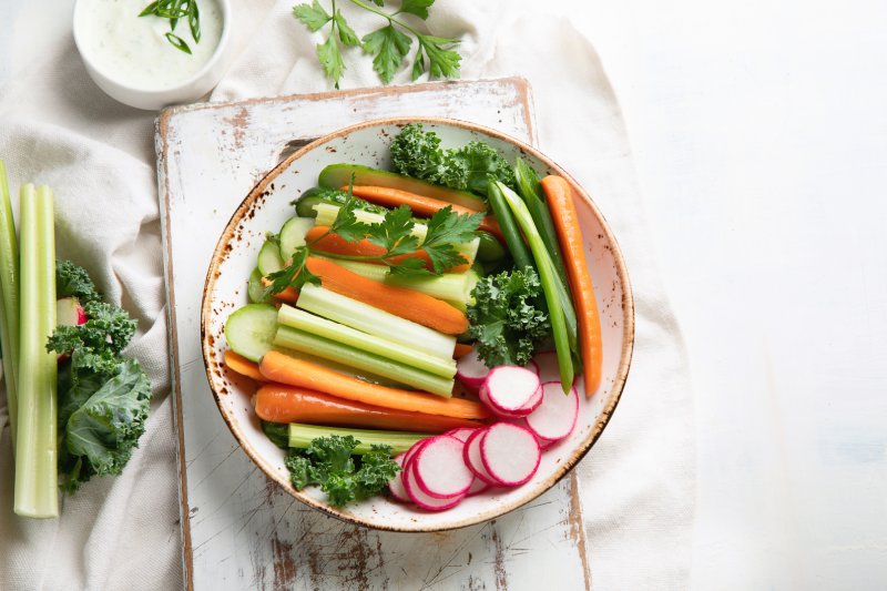 plate of sliced vegetables